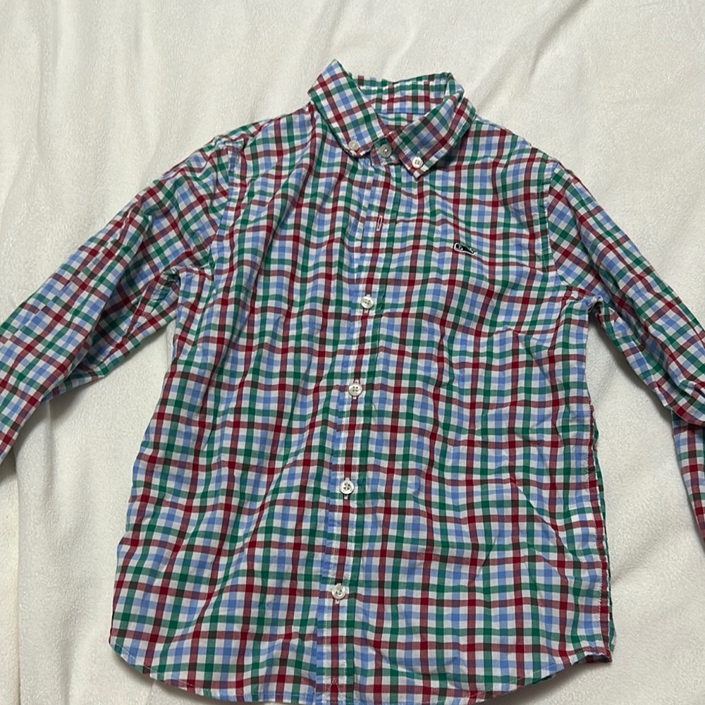 Vineyard Vines Red and Green Casual Button Down Shirt - Picture 2 of 3